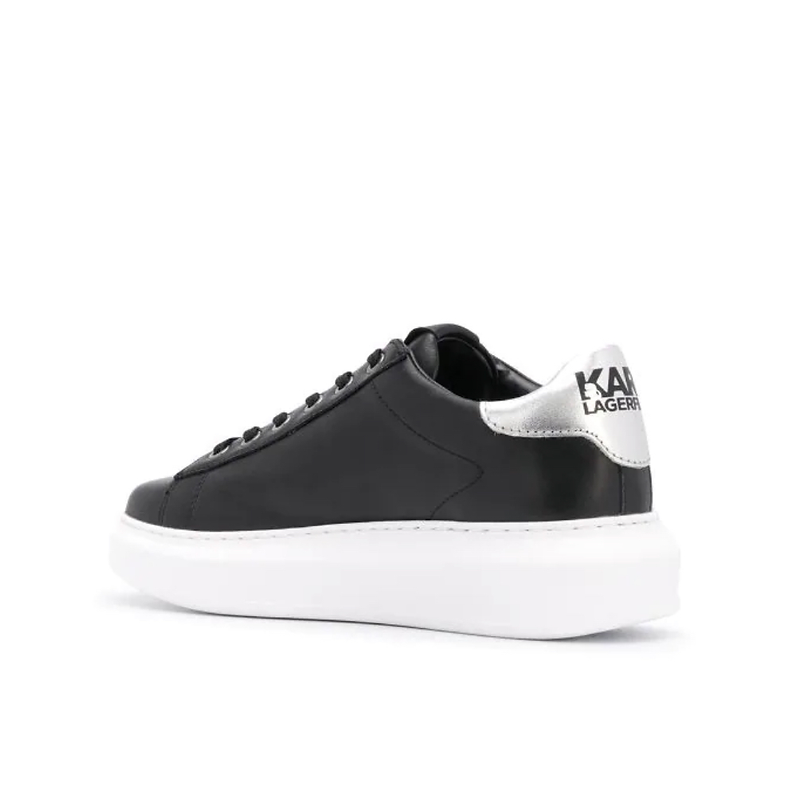 Karl Lagerfeld Kapri Mens Ikonik 3D Black Leather Sneakers