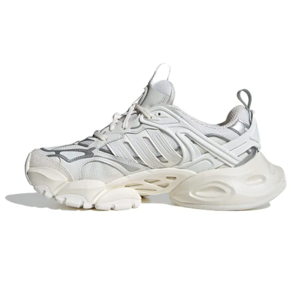Adidas Deluxe White/Metallic Grey Unisex Running Shoes
