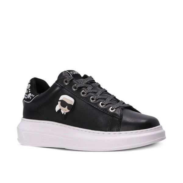 Karl Lagerfeld Ikon NFT Kapri Sneakers in black leather.