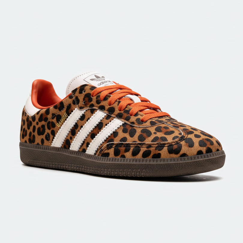 Adidas Samba OG Leopard Print With Orange Laces