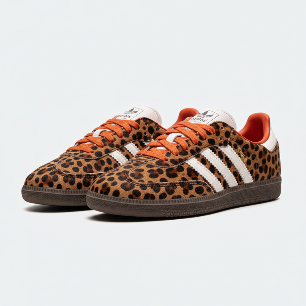 Adidas Samba OG Leopard Print With Orange Laces