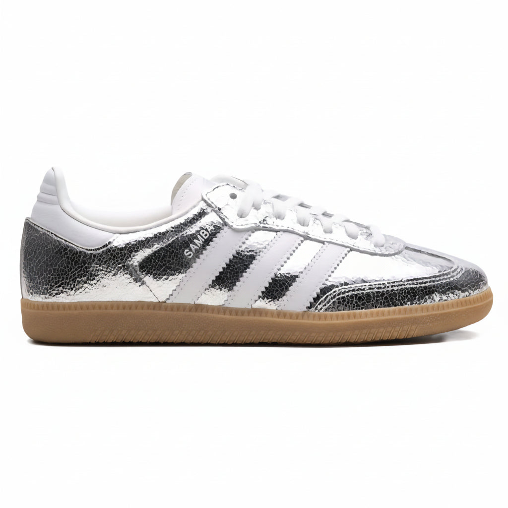 Adidas Samba OG "Silver Metallic Cracked Leather" sneakers