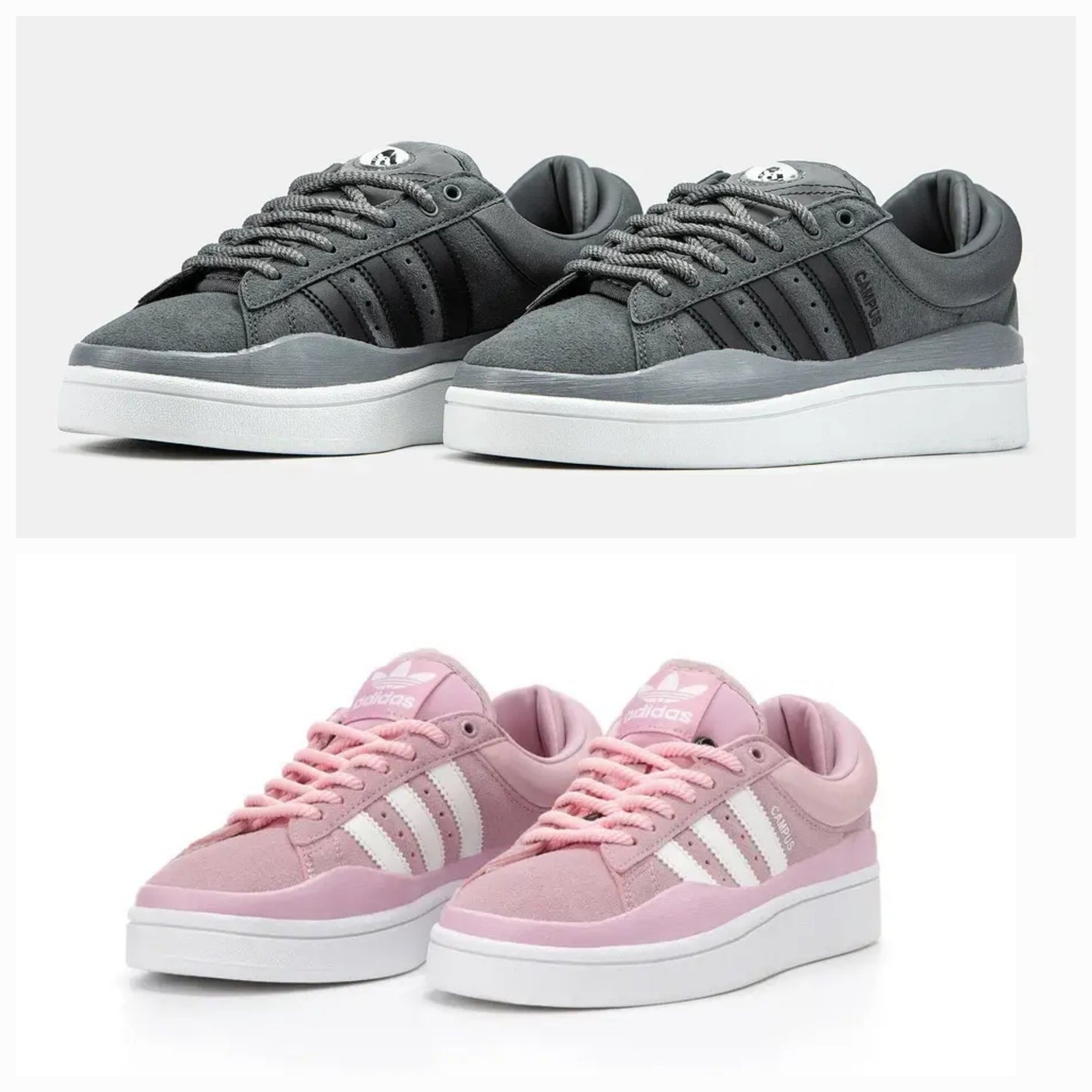 Adidas Campus x Bad Bunny "Grey/Black & Pink/White"  Sneakers (2 Pair Combo)