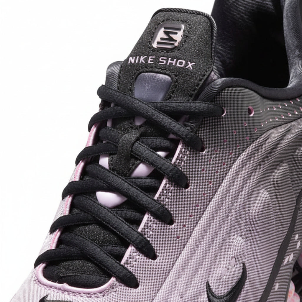 Nike Shox R4 "Sakura" Women's Sneaker Pink/Black, Cherry Blossom Graphics.