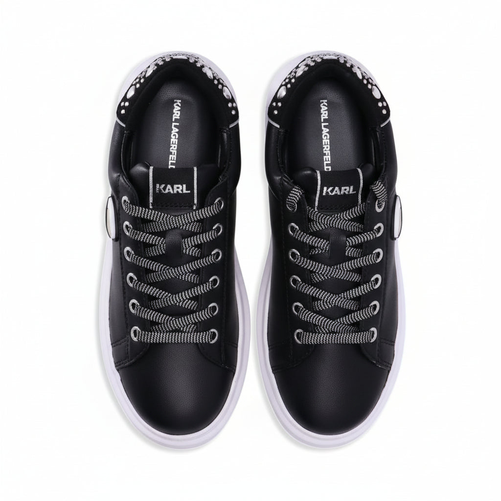 Karl Lagerfeld Ikon NFT Kapri Sneakers in black leather.