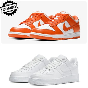 1x Nike Orange Dunk Low & 1x Nike Airforce 1 White Sneaker - Combo Deal