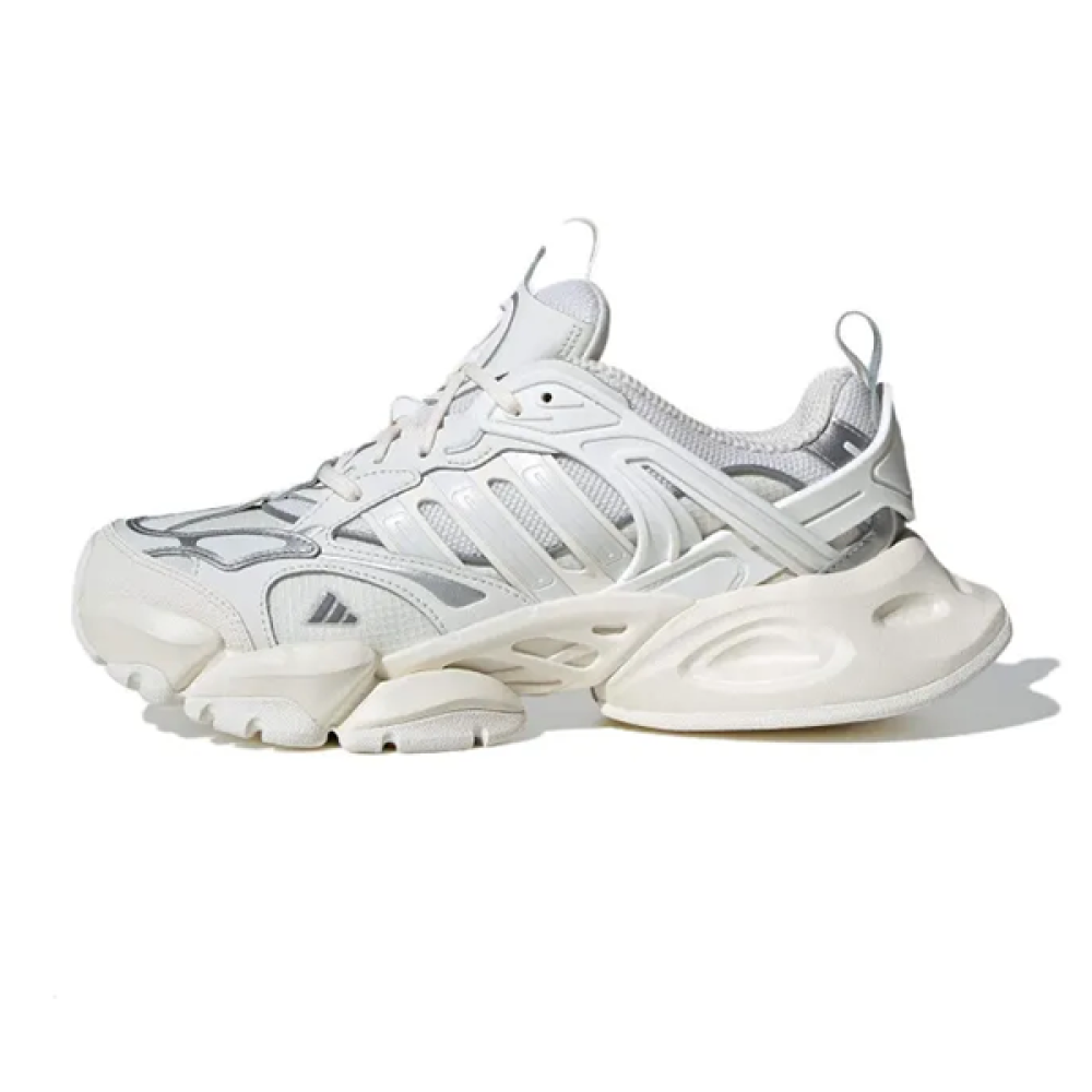Adidas Deluxe White/Metallic Grey Unisex Running Shoes