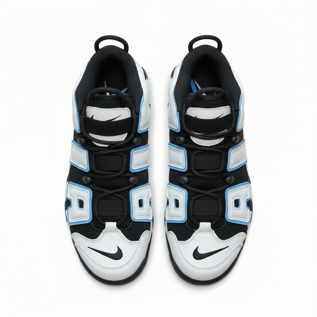 Nike Air More Uptempo Shoes Black/white, & "Cobalt Bliss"