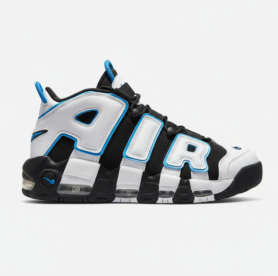 Nike Air More Uptempo Shoes Black/white, & "Cobalt Bliss"