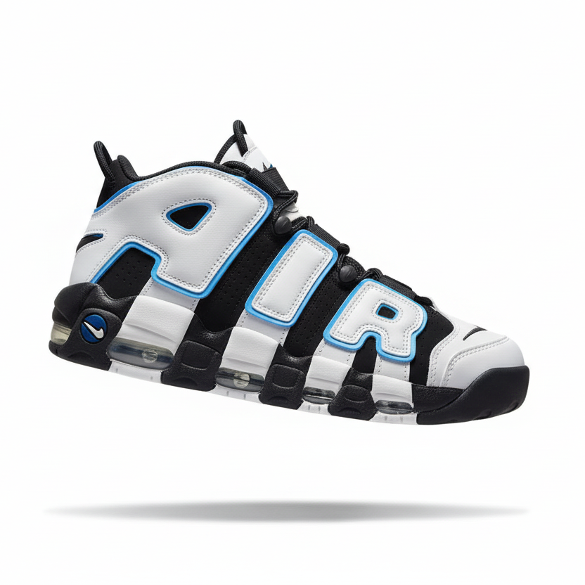 Nike Air More Uptempo Shoes Black/white, & "Cobalt Bliss"