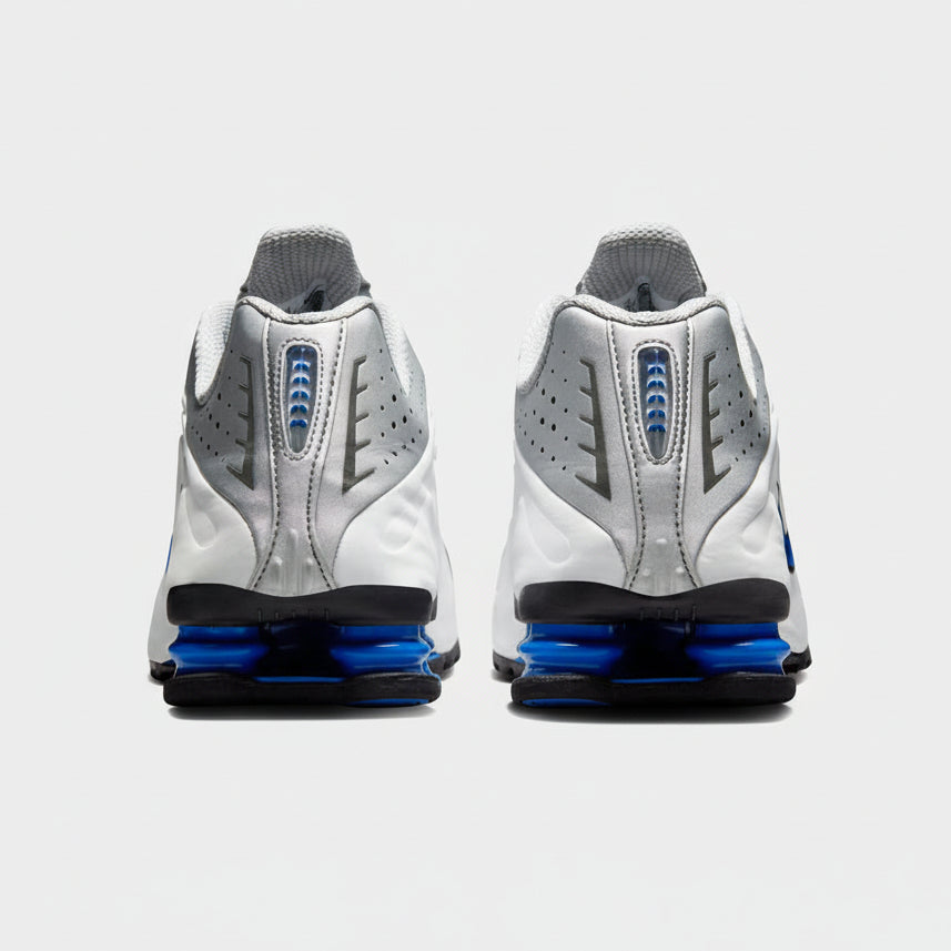 Nike Shox R4 White, Metallic Silver, Blue