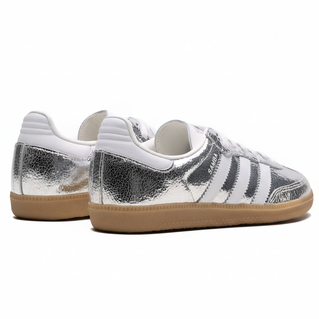 Adidas Samba OG "Silver Metallic Cracked Leather" sneakers