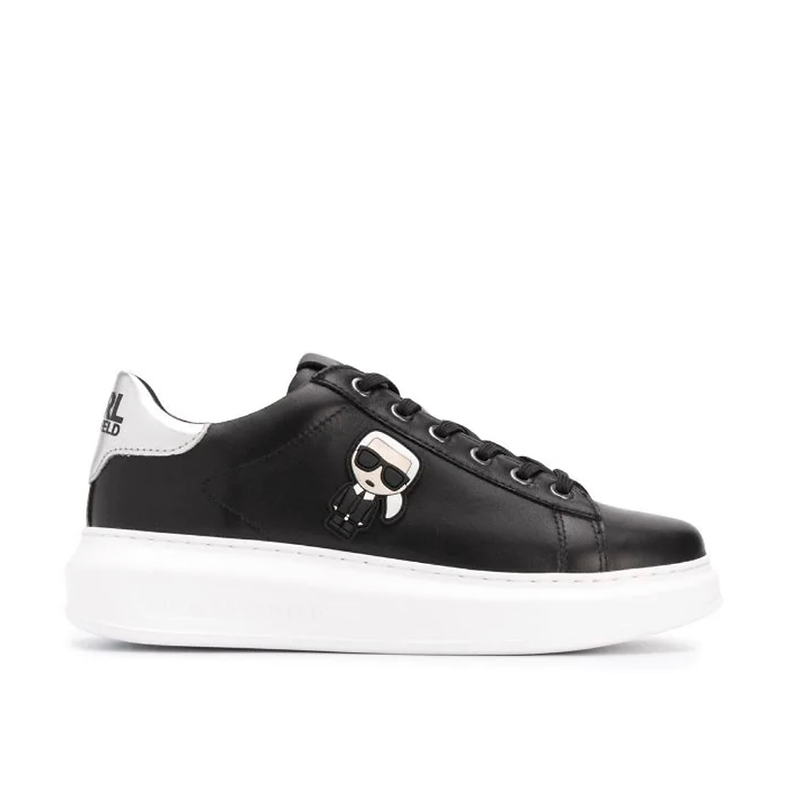 Karl Lagerfeld Kapri Mens Ikonik 3D Black Leather Sneakers