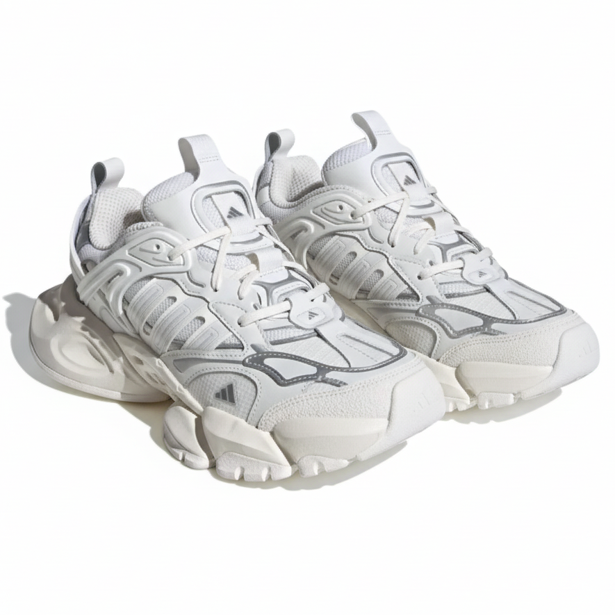 Adidas Deluxe White/Metallic Grey Unisex Running Shoes