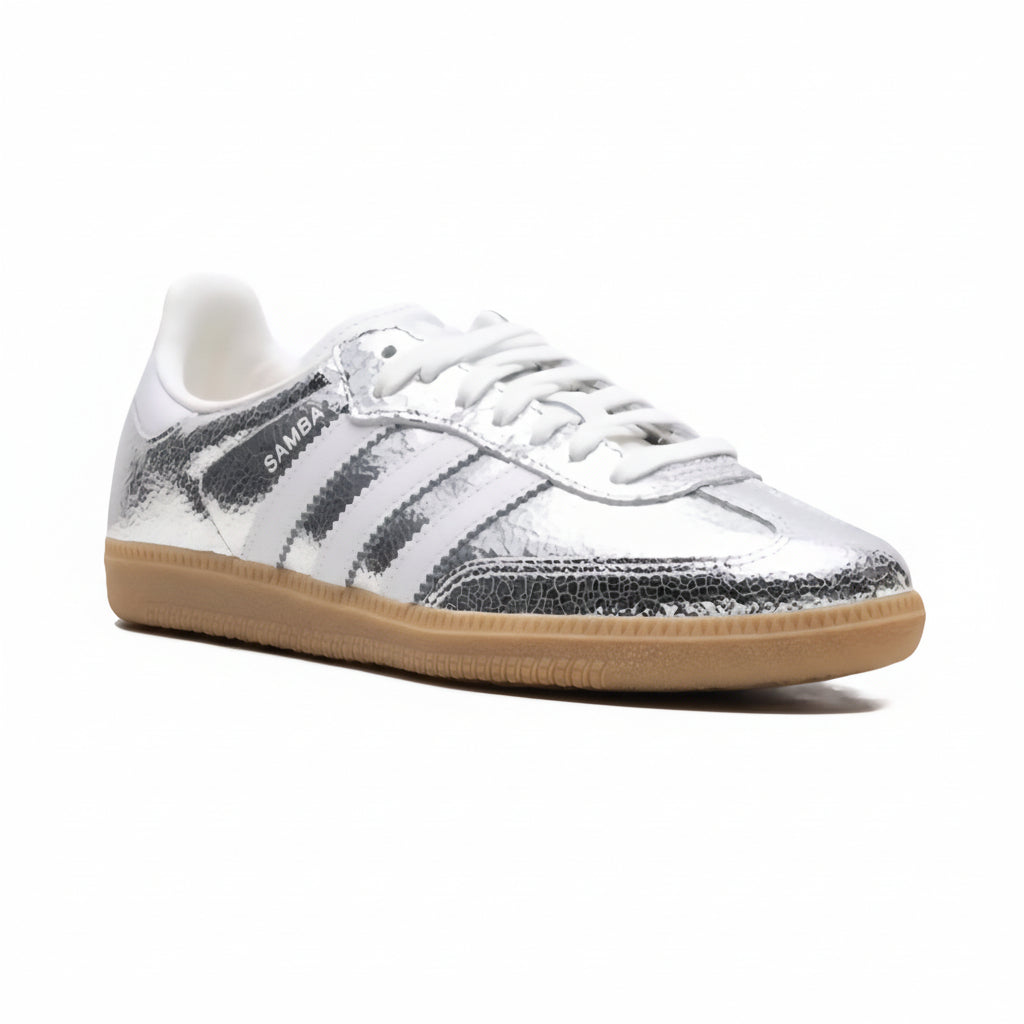 Adidas Samba OG "Silver Metallic Cracked Leather" sneakers